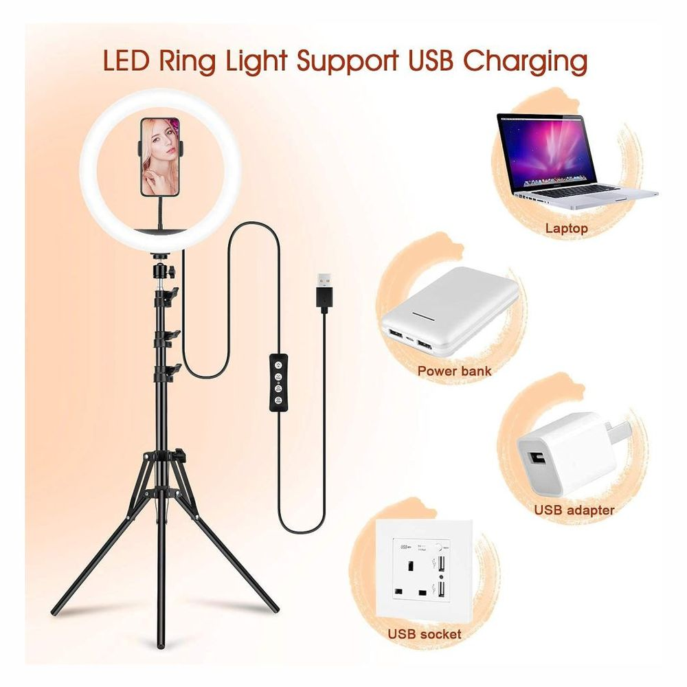 Aro De Luz 26 Cm Rgb Led Con Trípode Profesional 2 Mts