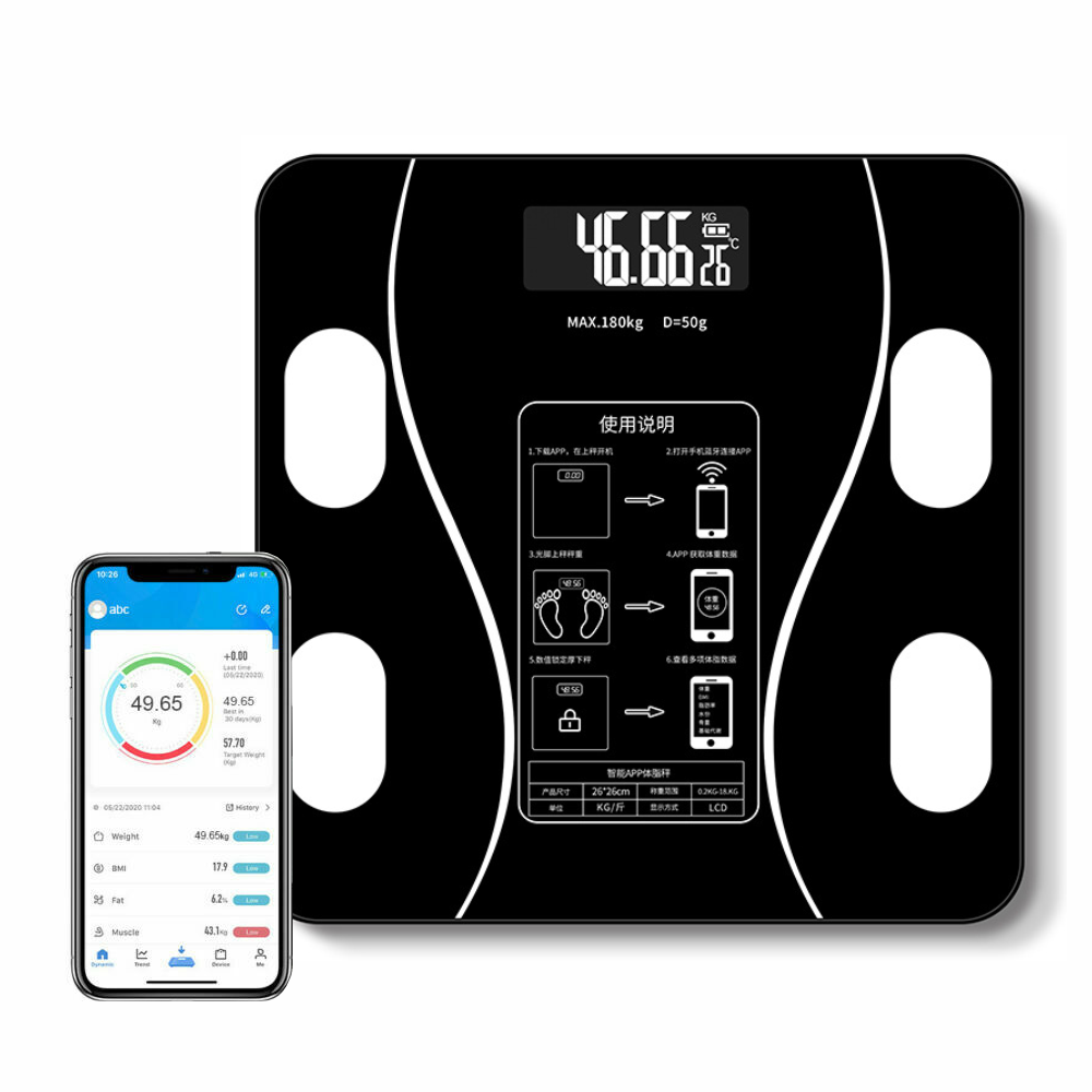 Bascula Inteligente Bluetooth Digital Vidrio Templado 12 Medidas
