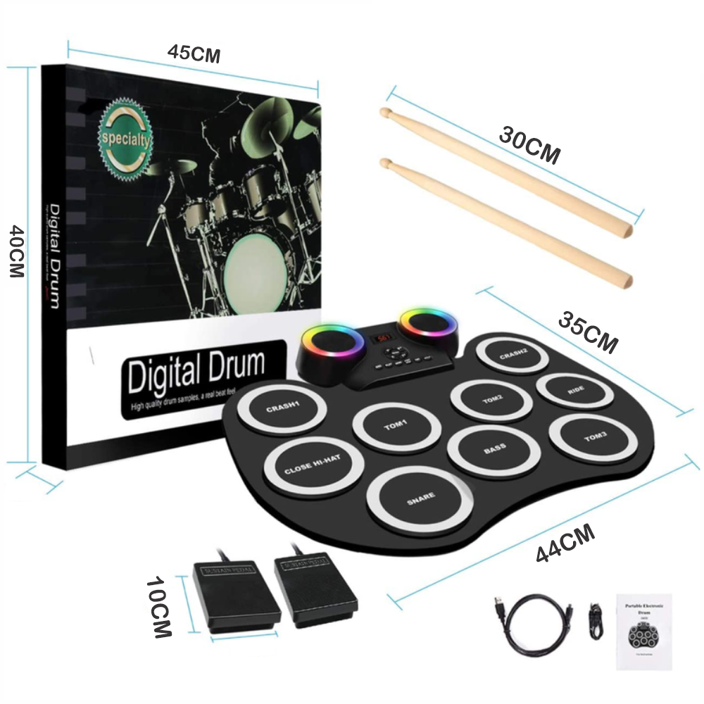 Batería Electrónica De Mesa Digital Drum Led Bluetooth