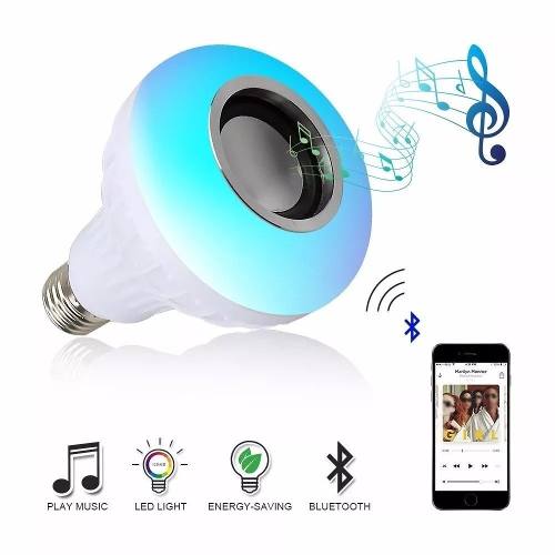 Bombillo Led Multicolor Rgb Con Parlante Bluetooth + Control