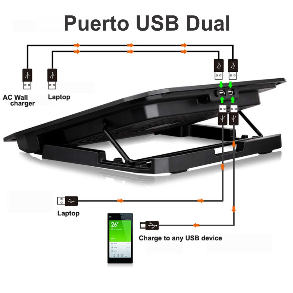 Base Refrigerante Para Portátil Con Luz Led Doble Ventilador