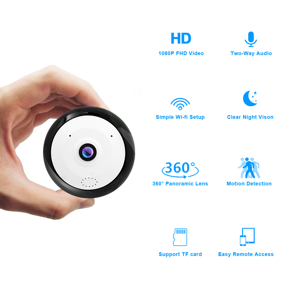 Cámara De Seguridad 3d Ip 1080p 360 Grados Vista Panorámica