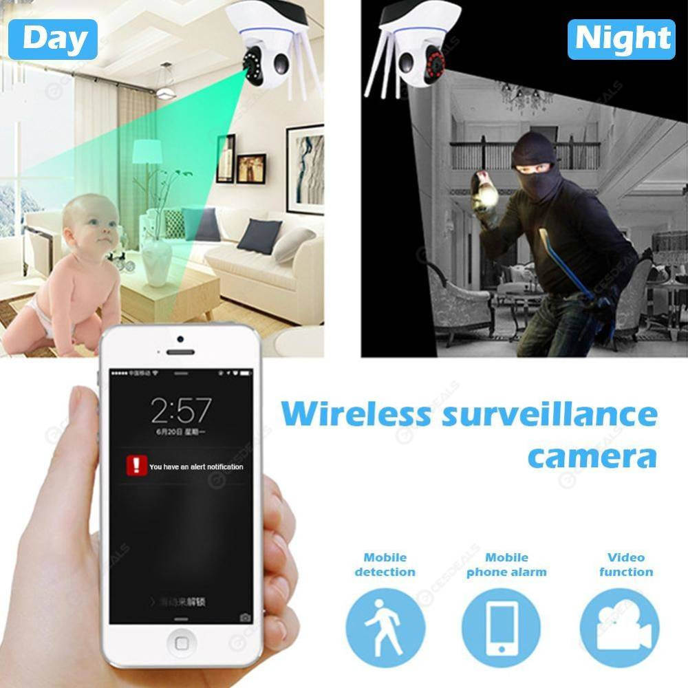 Camara De Seguridad Robótica De 3 Antenas Wifi Vision Nocturna