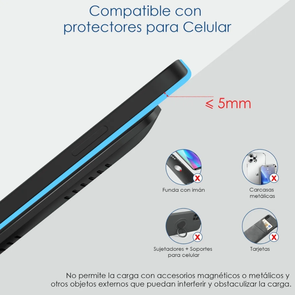 Cargador Carga Rápida Inalámbrico Base De Celular Iq Gar157