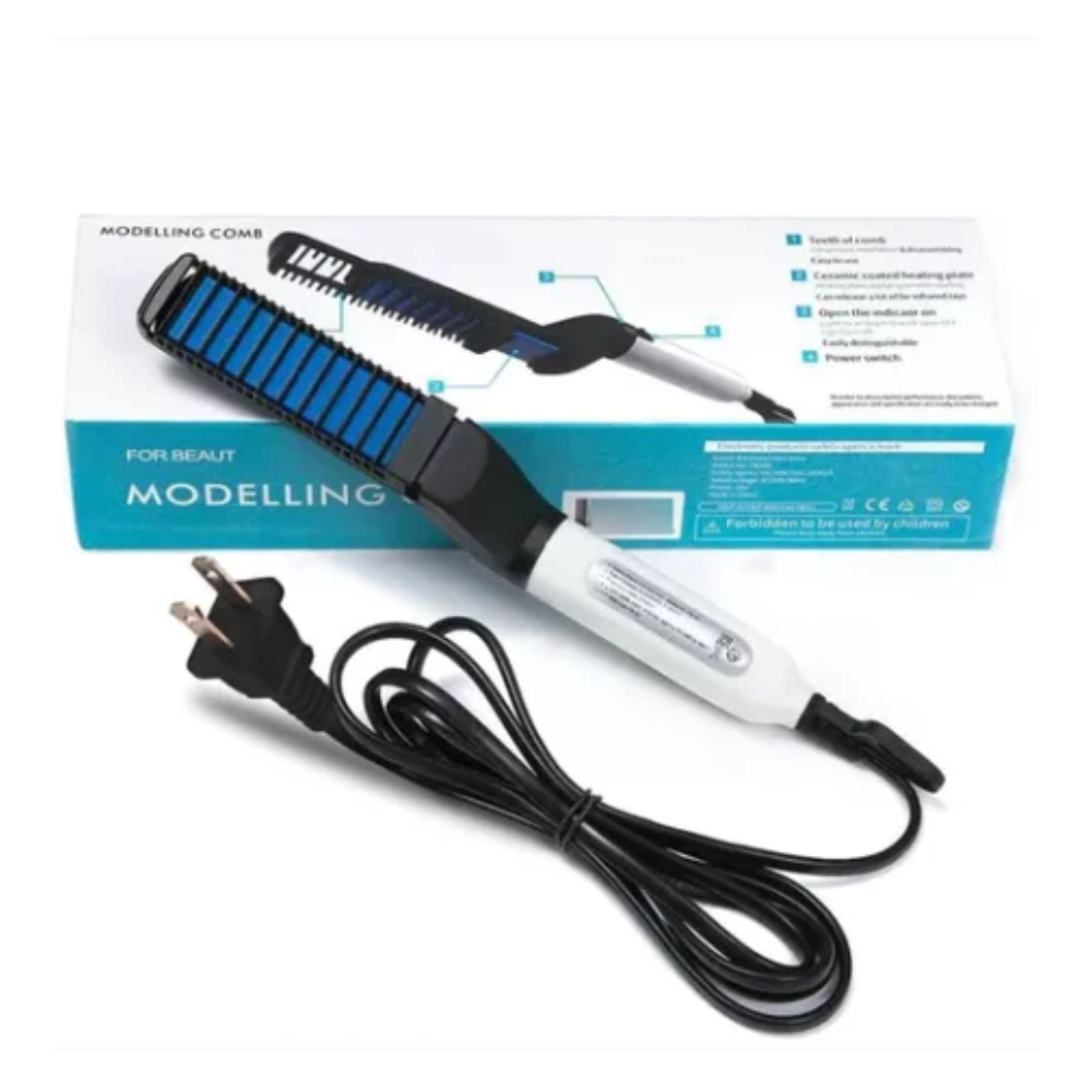 Plancha Cepillo Alisador De Barba Y Cabello Para Hombre