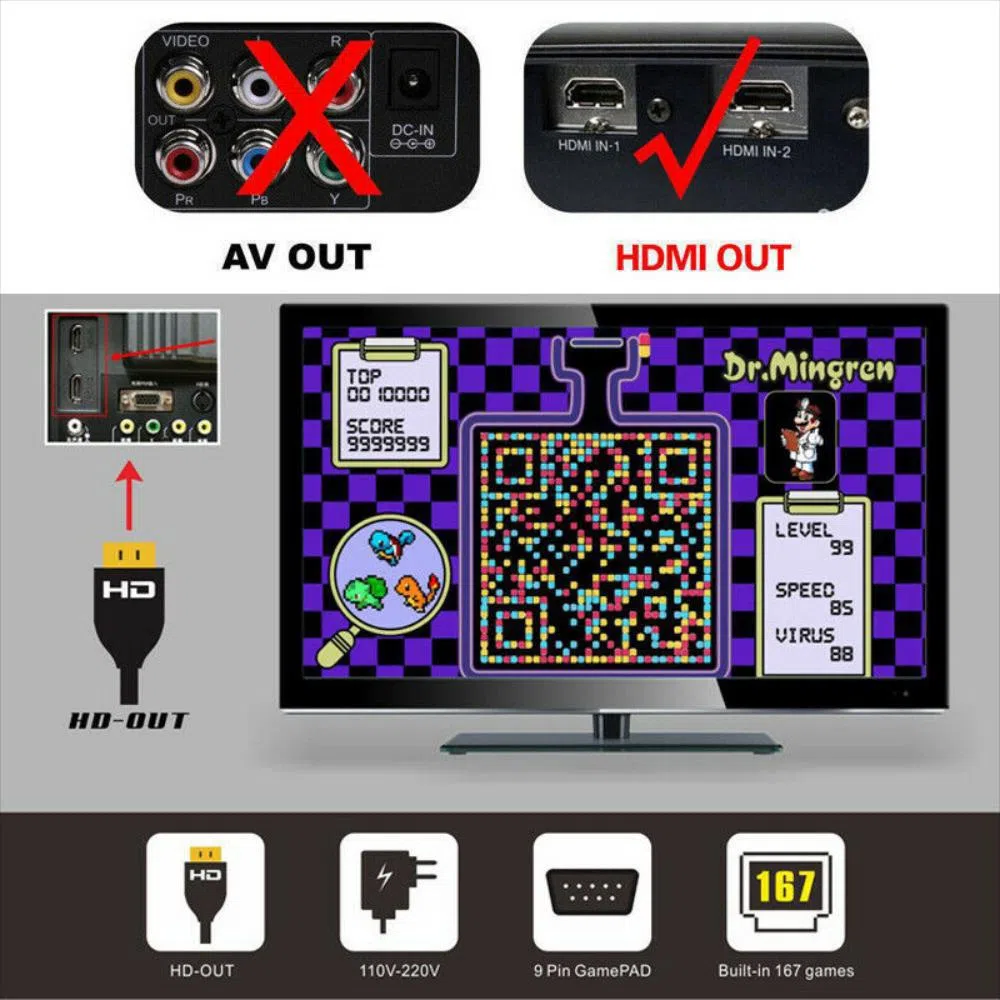 Consola De Videojuegos 821 Juegos Retro Portátil Hd Hdmi Nes Sfc
