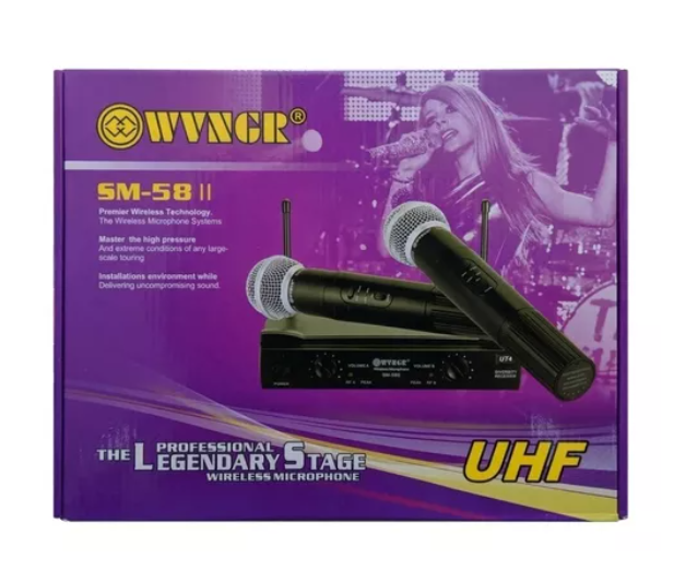 Kit Micrófonos Inalámbricos Wvngr Sm-58 Receptor Uhf Karaoke