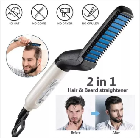 Plancha Cepillo Alisador De Barba Y Cabello Para Hombre