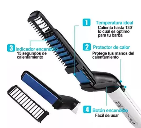 Plancha Cepillo Alisador De Barba Y Cabello Para Hombre