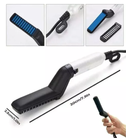 Plancha Cepillo Alisador De Barba Y Cabello Para Hombre