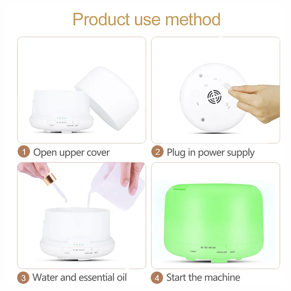 Humidificador Difusor De Aromas Led 7 Colores 500ml + Esencia