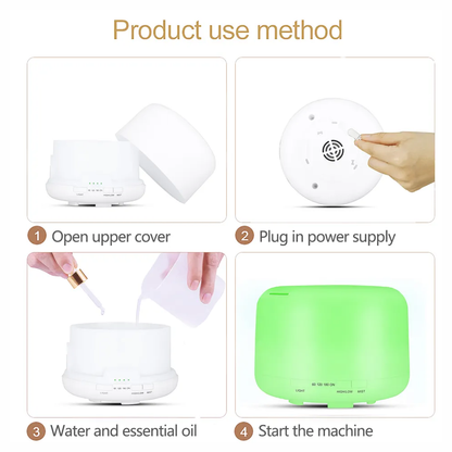 Humidificador Difusor De Aromas Led 7 Colores 500ml + Esencia