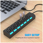 Multitoma USB 7 Puertos Individuales Con Switch