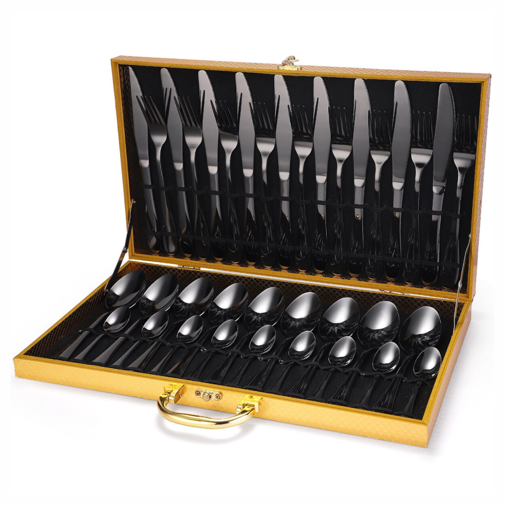 Juego De Cubiertos En Acero 36 Piezas Diseño Moderno Estuche