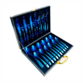 Juego Cubiertos Acero Inoxidable 24pcs + Estuche Camping 24 Piezas
