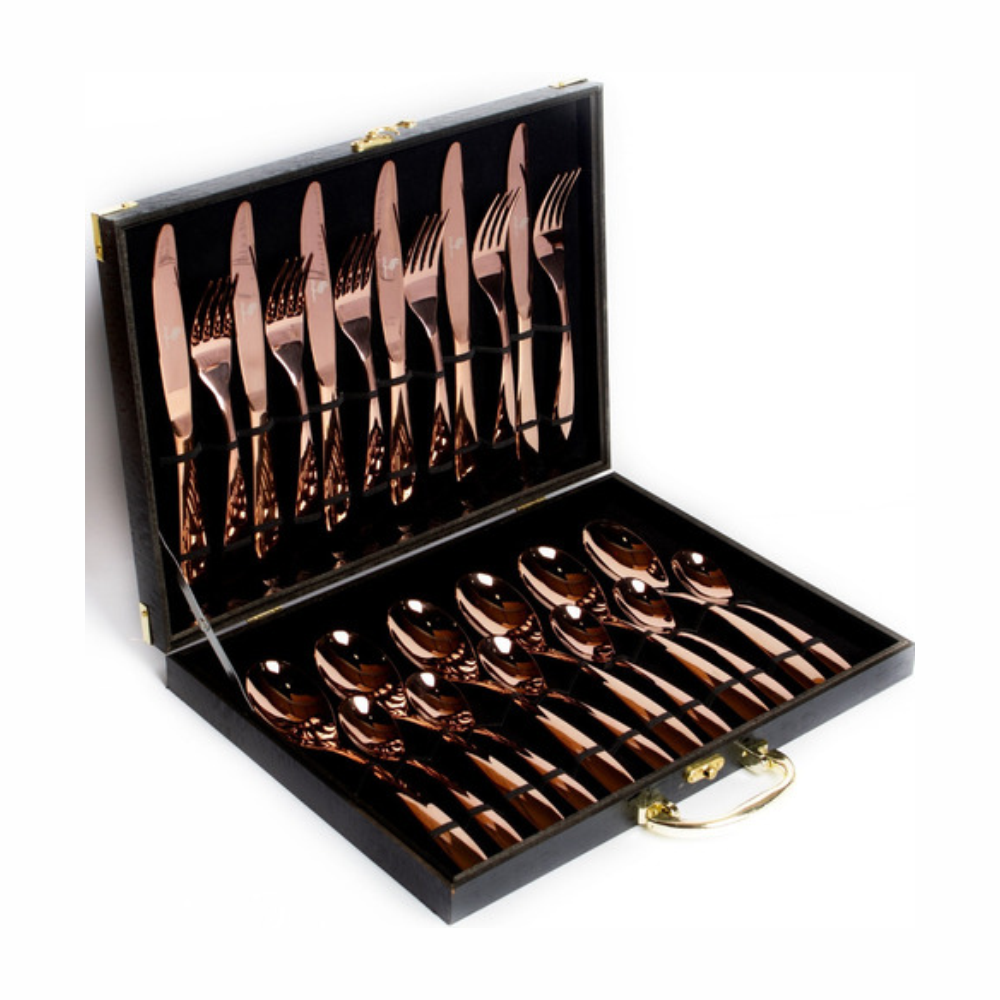 Juego De Cubiertos En Acero Inoxidable 24pcs + Estuche