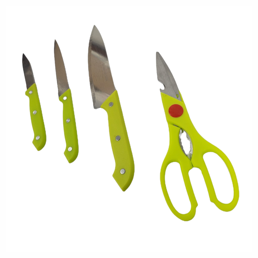 Juego De Cuchillos X5 Piezas Tijeras Tabla Picar Cocina