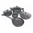 Juego De Ollas 9 Pcs En Marmol Antiadherente Wok Incluido