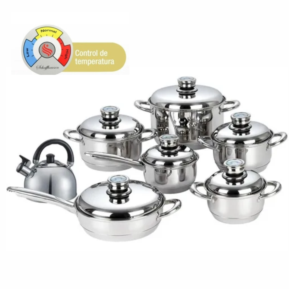 Juego De Ollas Acero Quirúrgico Con Termostato Schaffhausen 13pcs