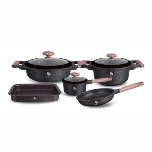 Batería Ollas En Granito 8 Piezas Schaffhausen Black Gold