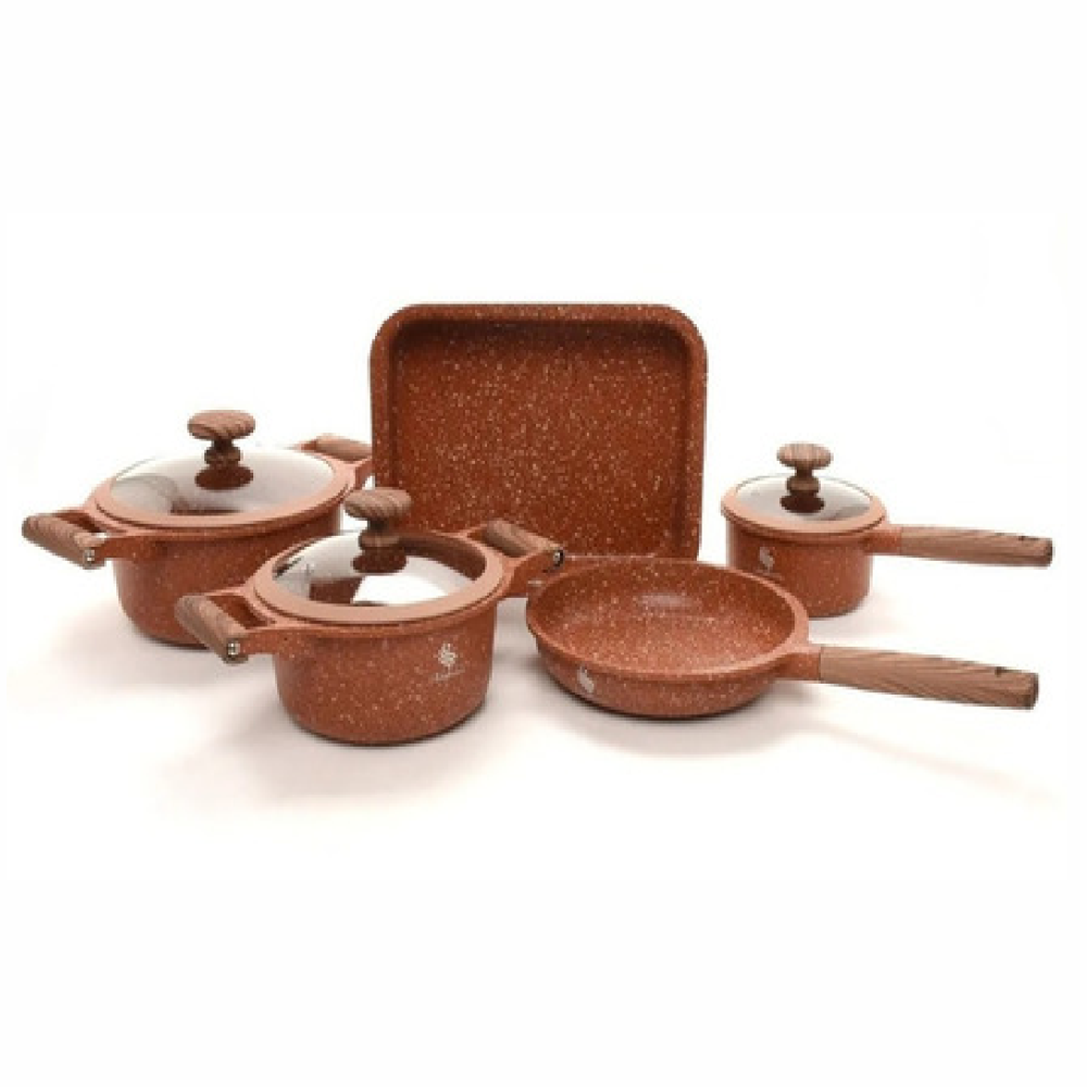 Batería Ollas En Granito 8 Piezas Schaffhausen Black Gold
