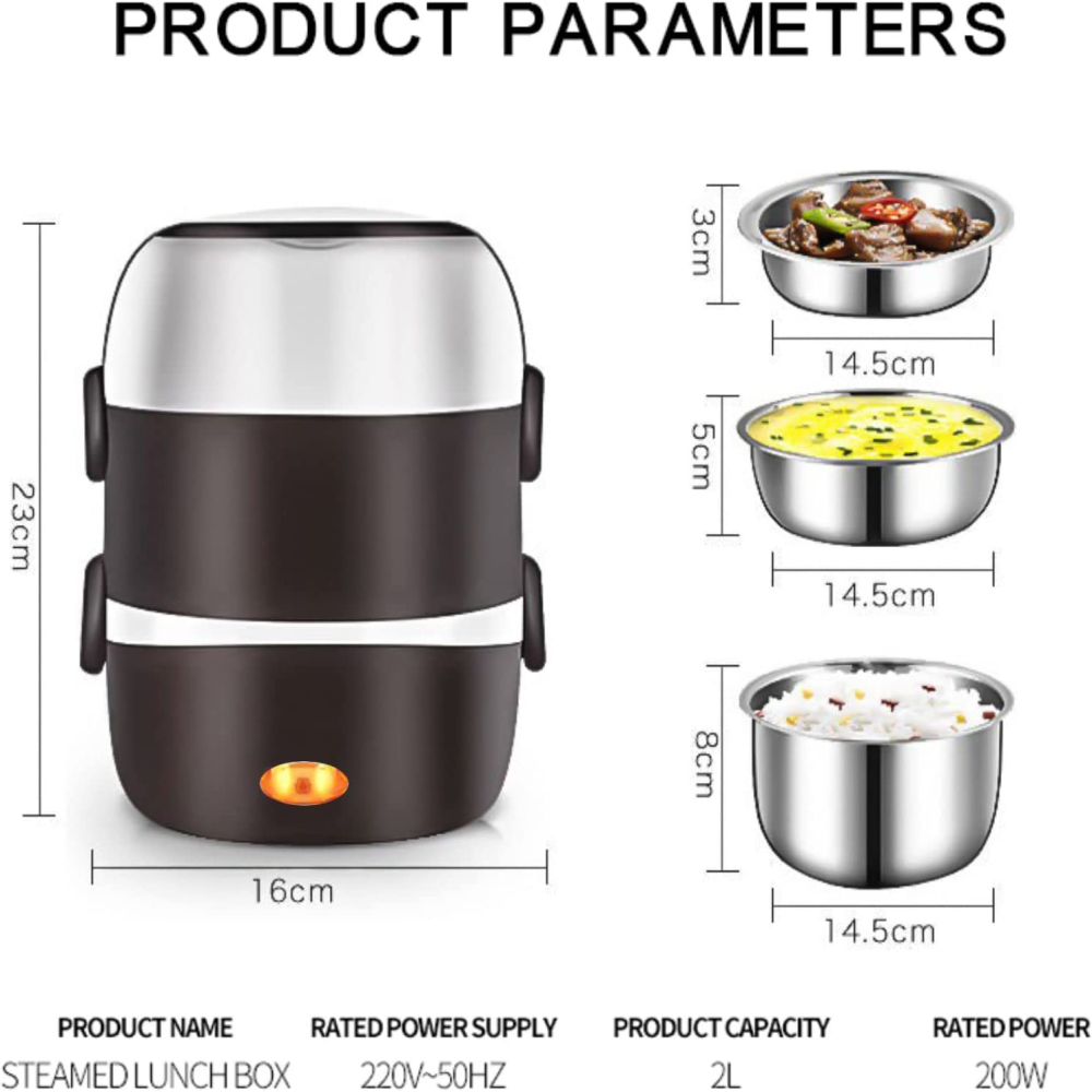 Lonchera Eléctrica Al Vapor 3 Niveles Multifunción Portátil