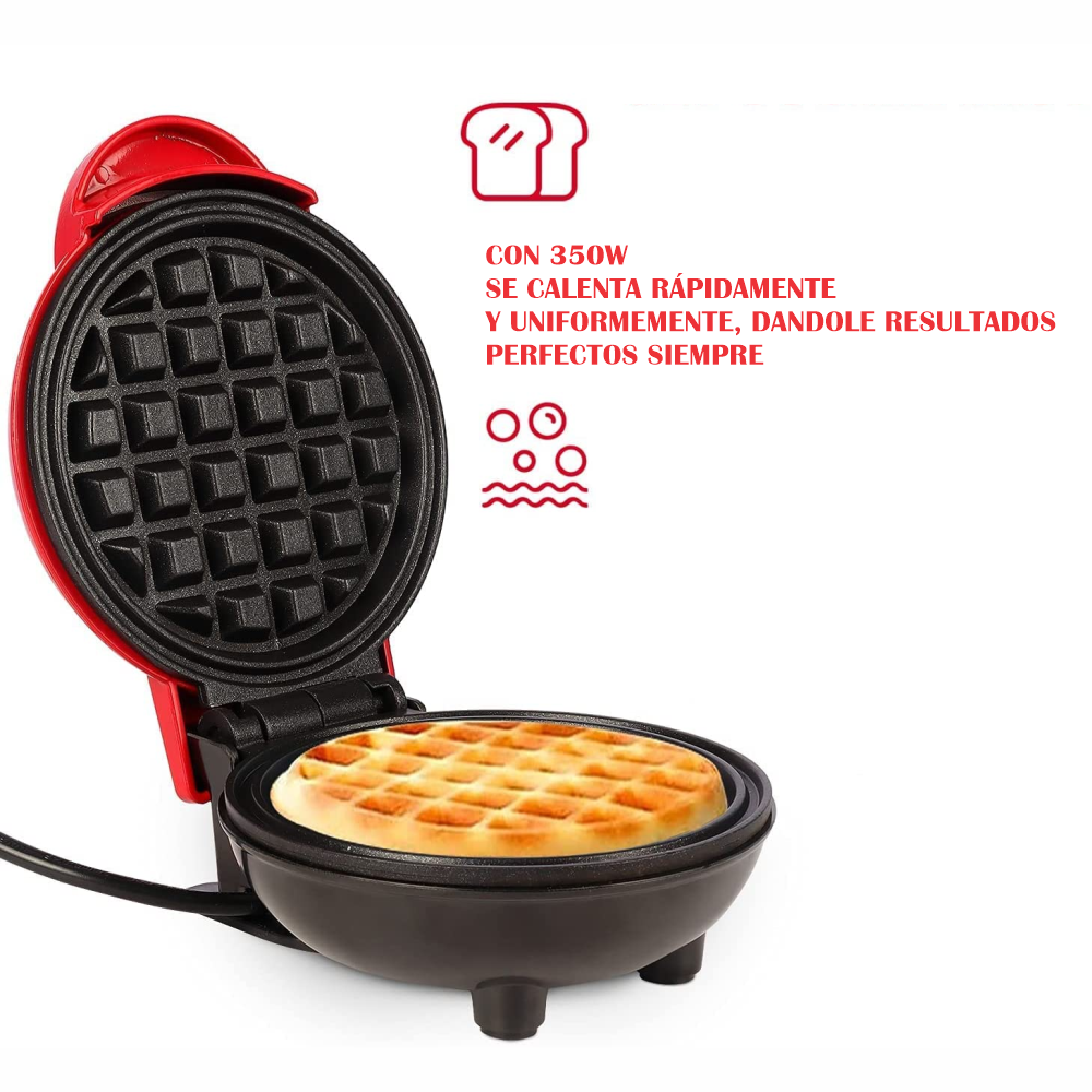 Mini Waflera Eléctrica Antiadherente Waffles Clásico 350w