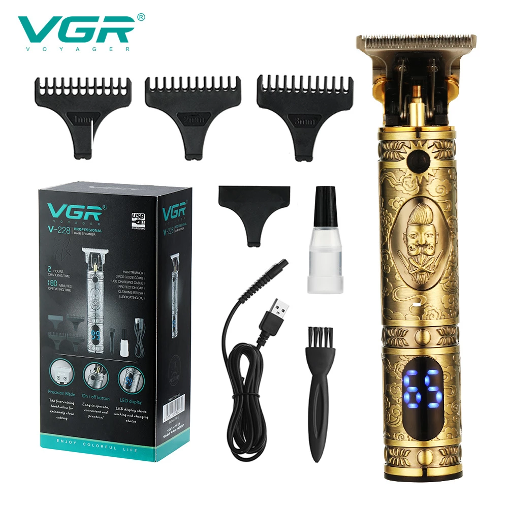 Máquina Patillera Recargable Vgr V-228 Diseño Pantalla Led