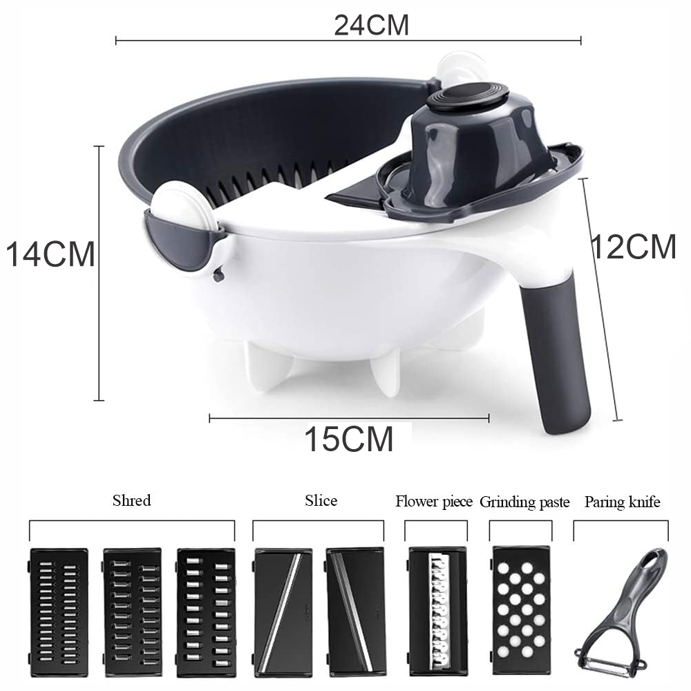 Rallador Multifuncional 9 En 1 Para Verduras Con Escurridor