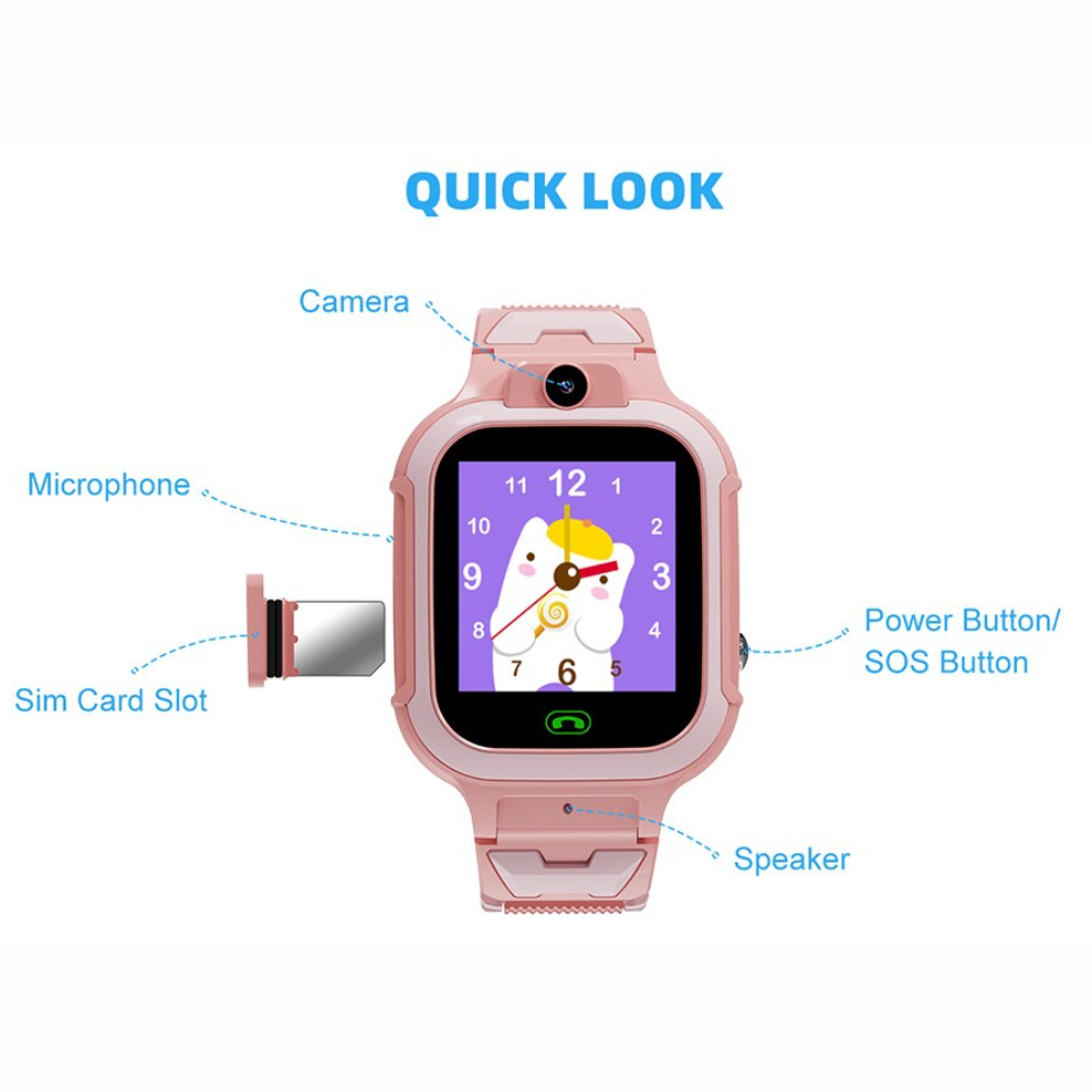 Reloj Niños Gps Smarwatch Contesta Llamadas Cámara Q12 Recargable