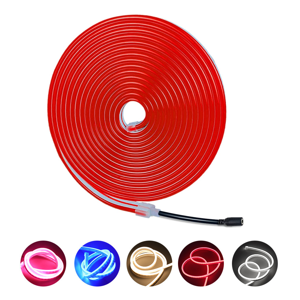 Luz Neon Flex Rollo De 5 Metros 12v Con Adaptador