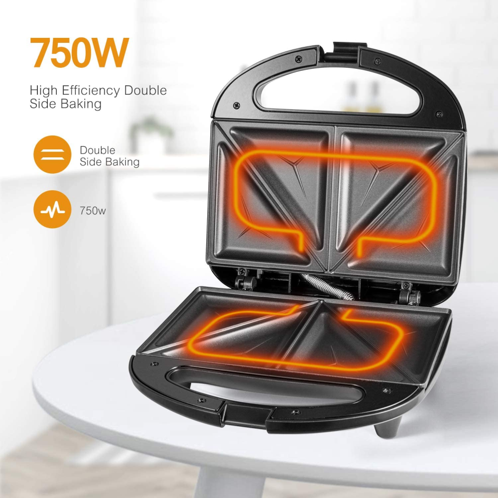 Sandwichera Doble Antiadherente 750w Tostadora Eléctrica