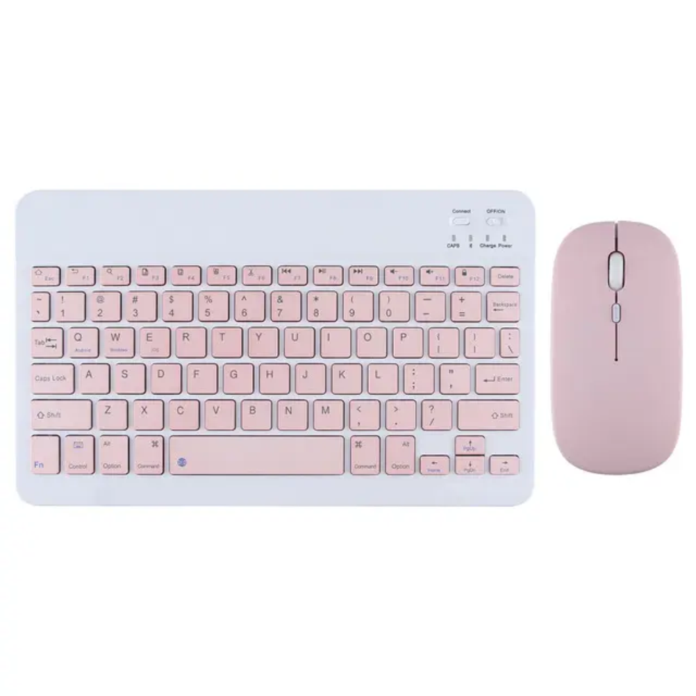 Teclado Bluetooth Recargable Mouse Keyboard Color Pastel Kit