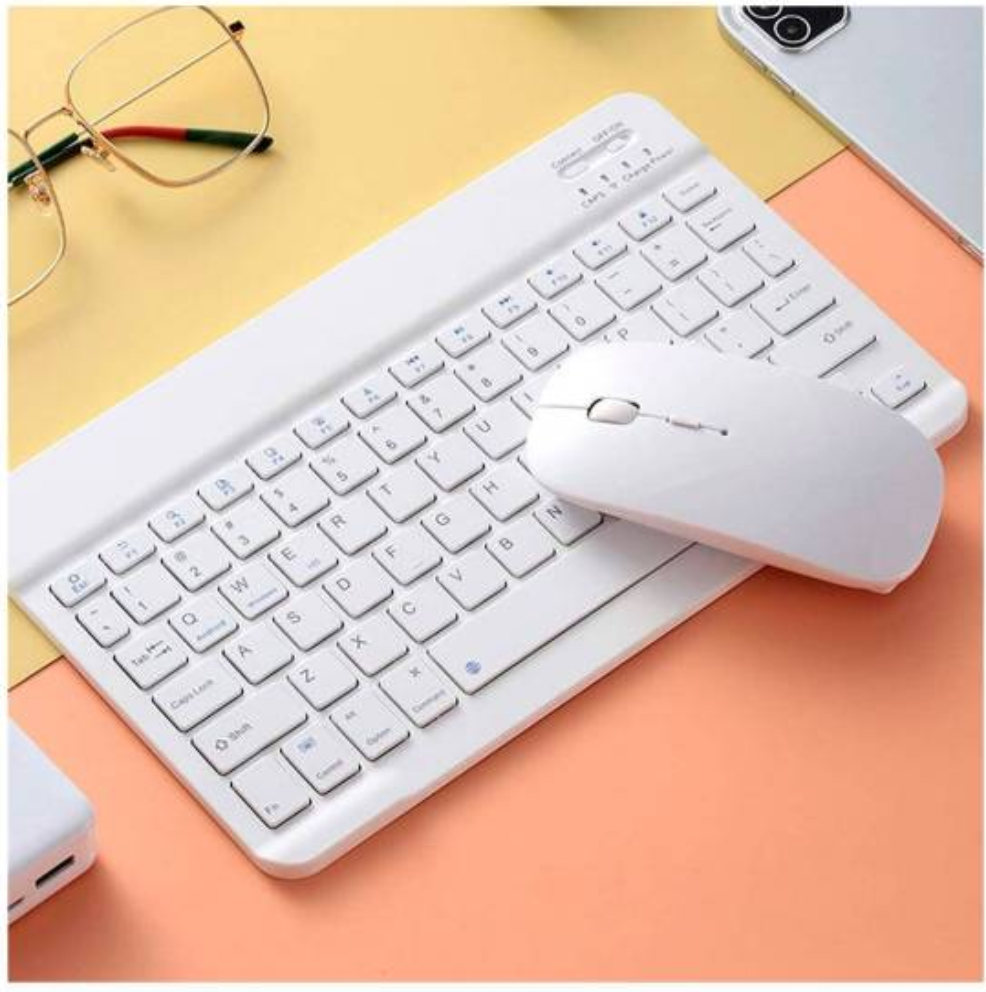 Teclado Bluetooth Recargable Mouse Keyboard Color Pastel Kit