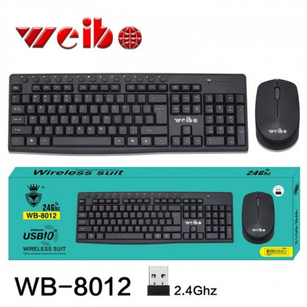 Combo Teclado Inalambrico Receptor Usb Weibo 8012