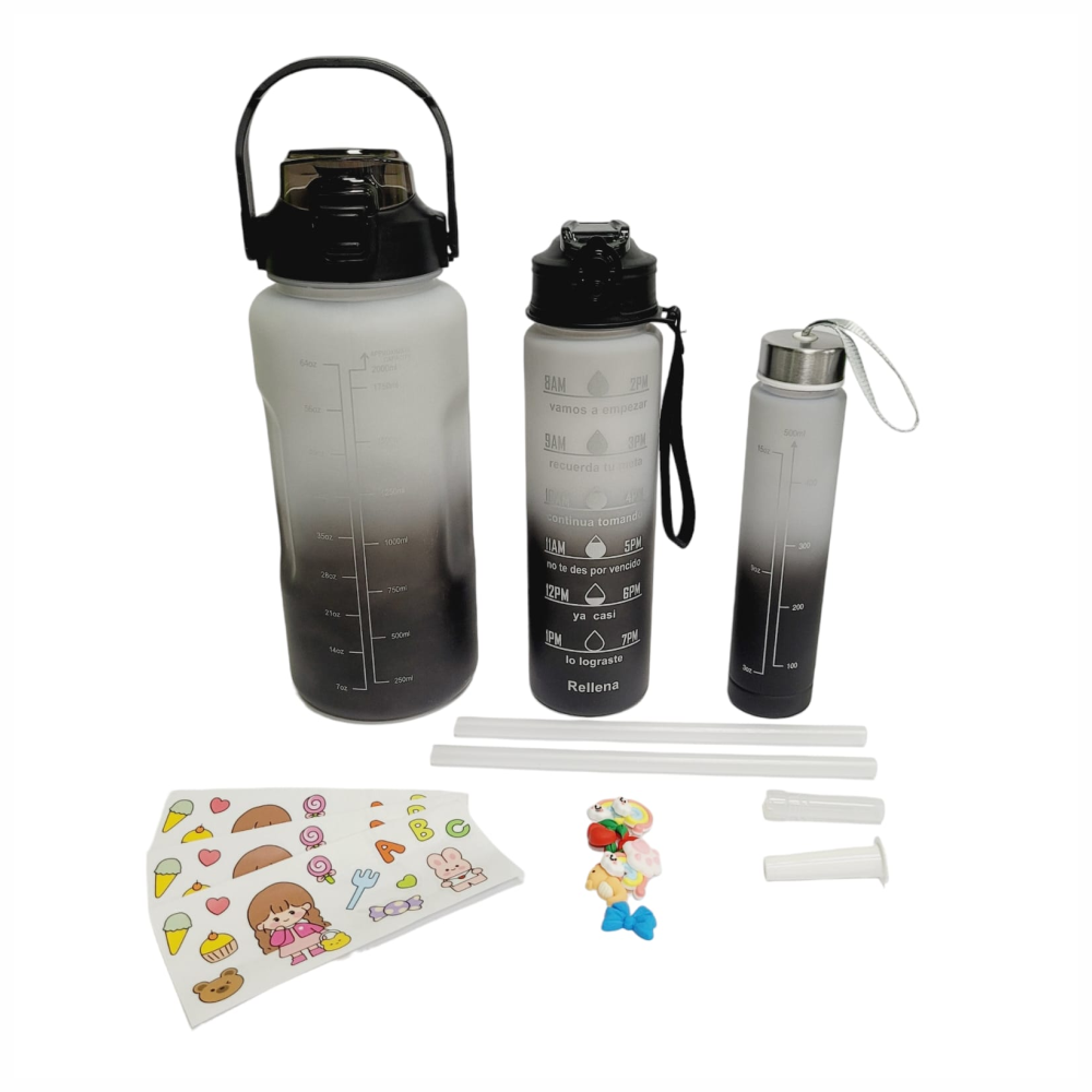 Termo Motivacional 3 En 1 Sticker 2 Litros 900ml 300ml