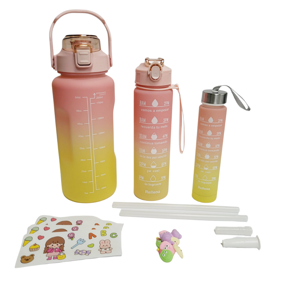 Termo Motivacional 3 En 1 Sticker 2 Litros 900ml 300ml