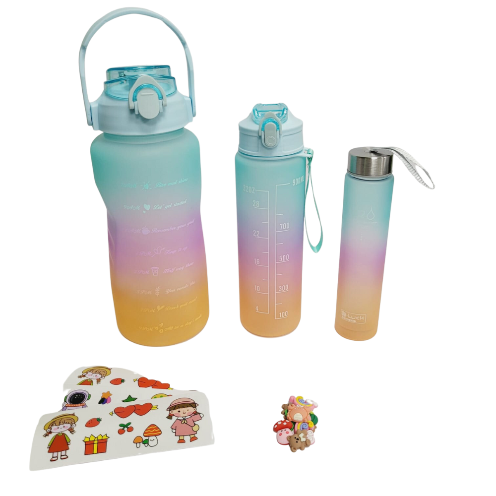 Termo Motivacional 3 En 1 Sticker 2 Litros 900ml 300ml