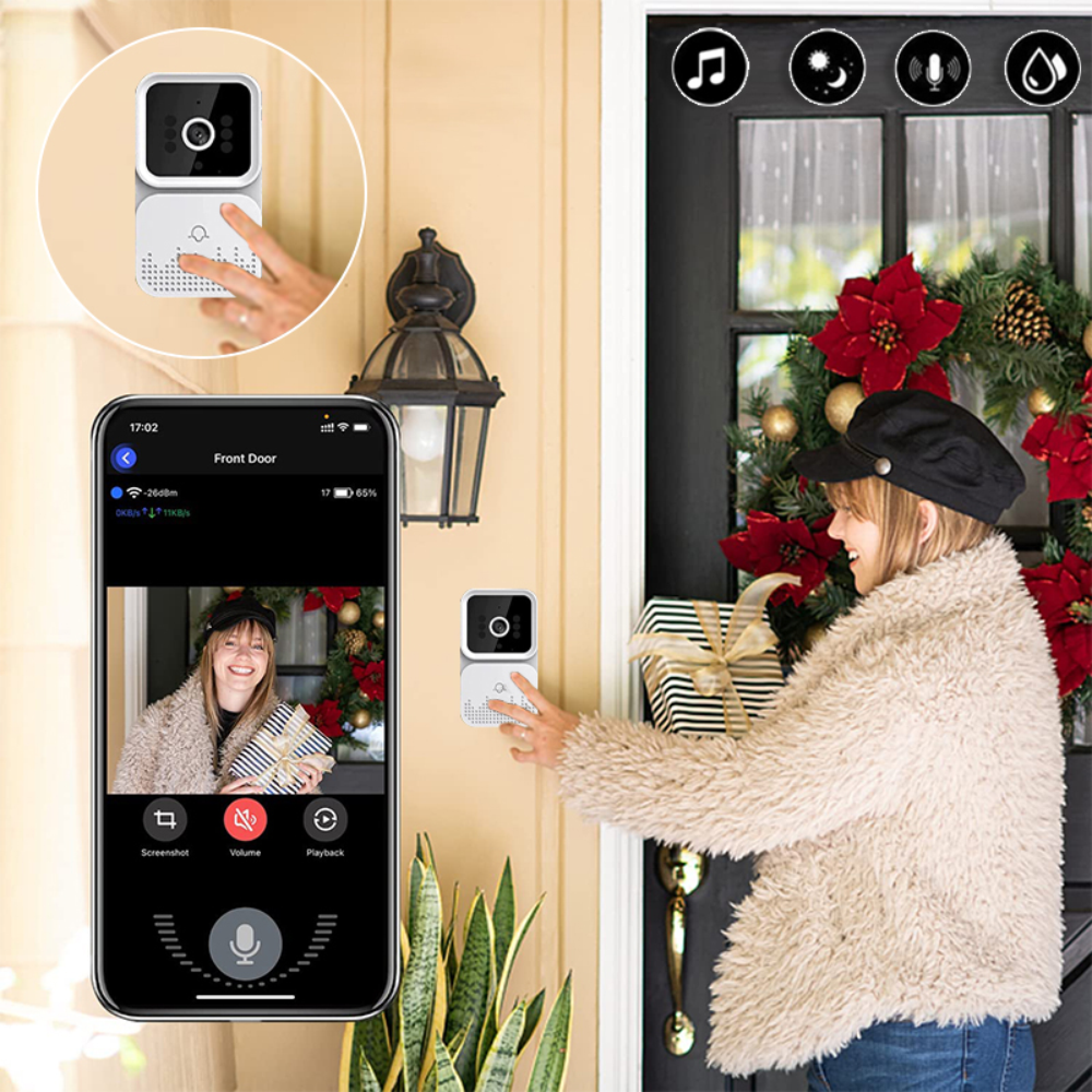 Video Portero Timbre Dual Inalámbrico Visión Nocturna Hd