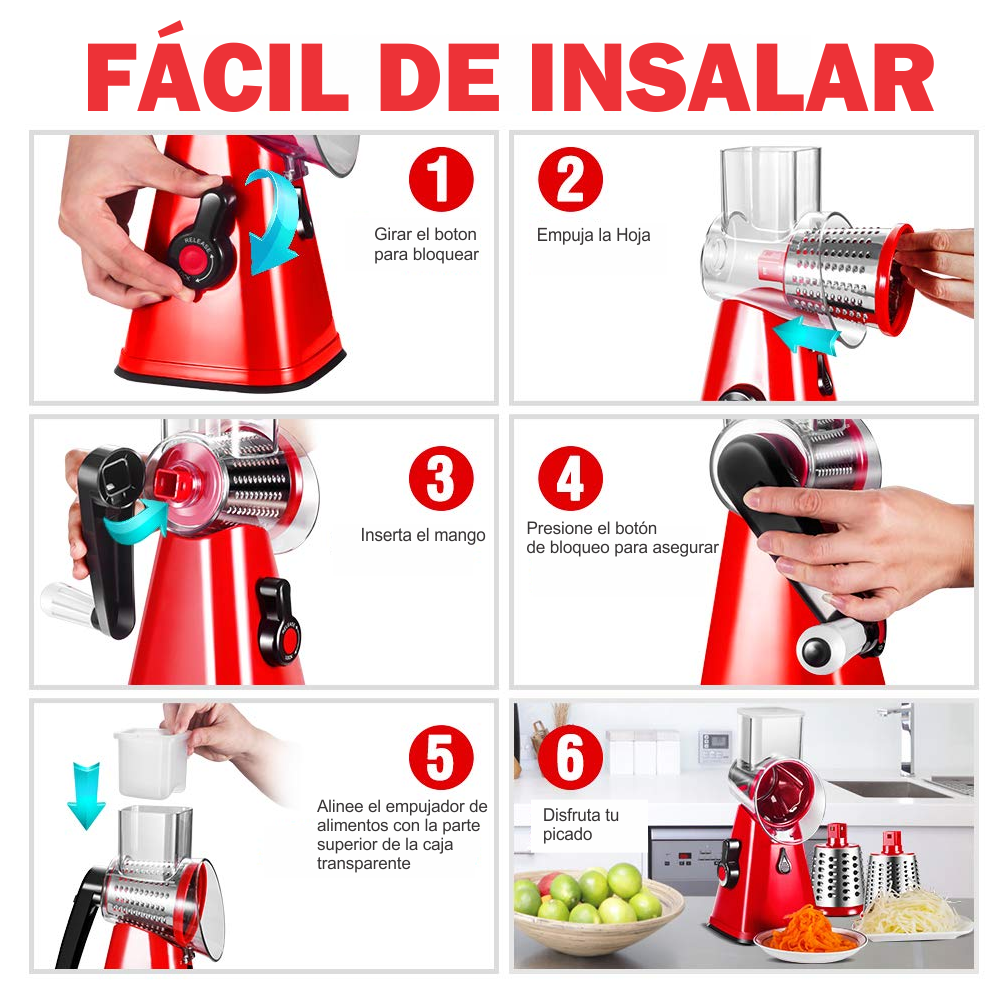 Rallador De Verduras Multifuncional Tipo Molino